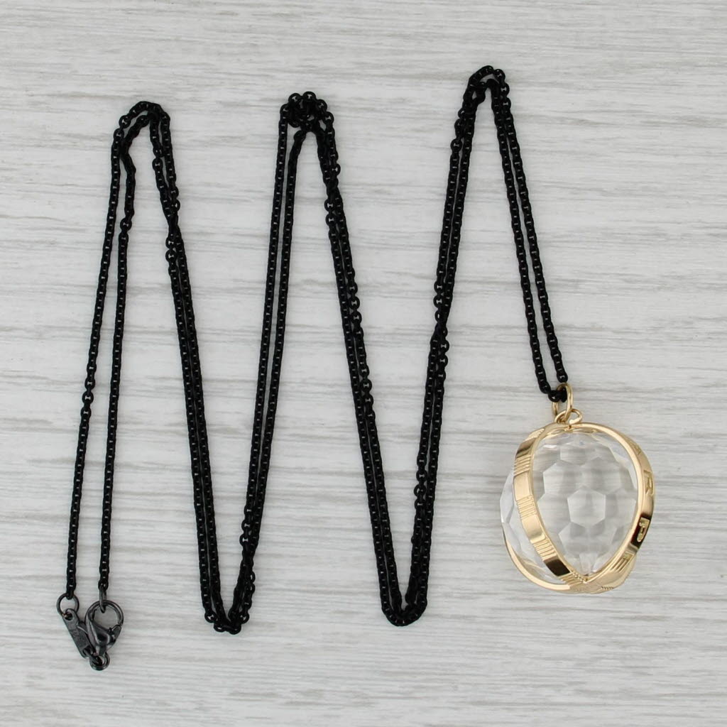 Monica Rich Carpe Diam Pendant Necklace Rock Crystal 18k Gold Stainless Steel