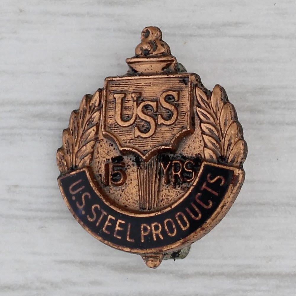 Gray USS 15 Years United States Steel Corp Service Pin Gold Filled Vintage Lapel