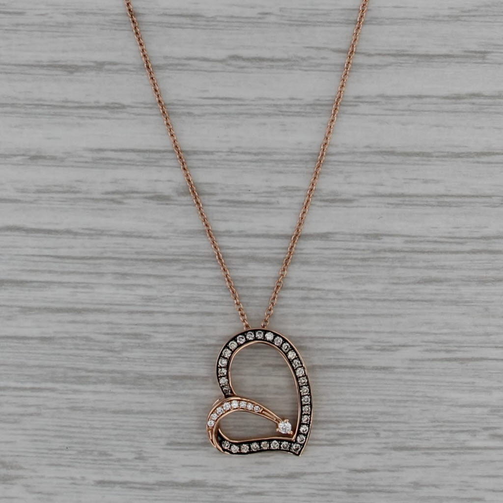Le Vian 0.30ctw Diamond Open Heart Pendant Necklace 14k Rose Gold 18.25"