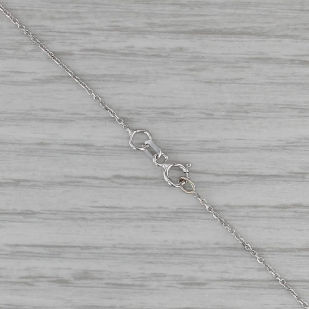 0.68ctw Sapphire Diamond Halo Pendant Necklace 14k White Gold 18" Cable Chain