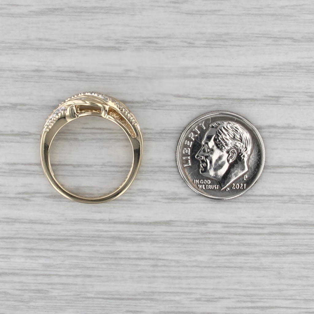 0.17ctw Diamond Bypass Scalloped Ring 14k Yellow Gold Size 6 Wedding Anniversary