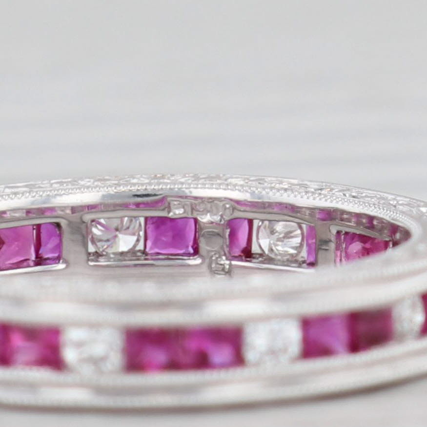 Light Gray New 1.89ctw Ruby Diamond Eternity Ring Platinum Wedding Band Stackable Size 6.5