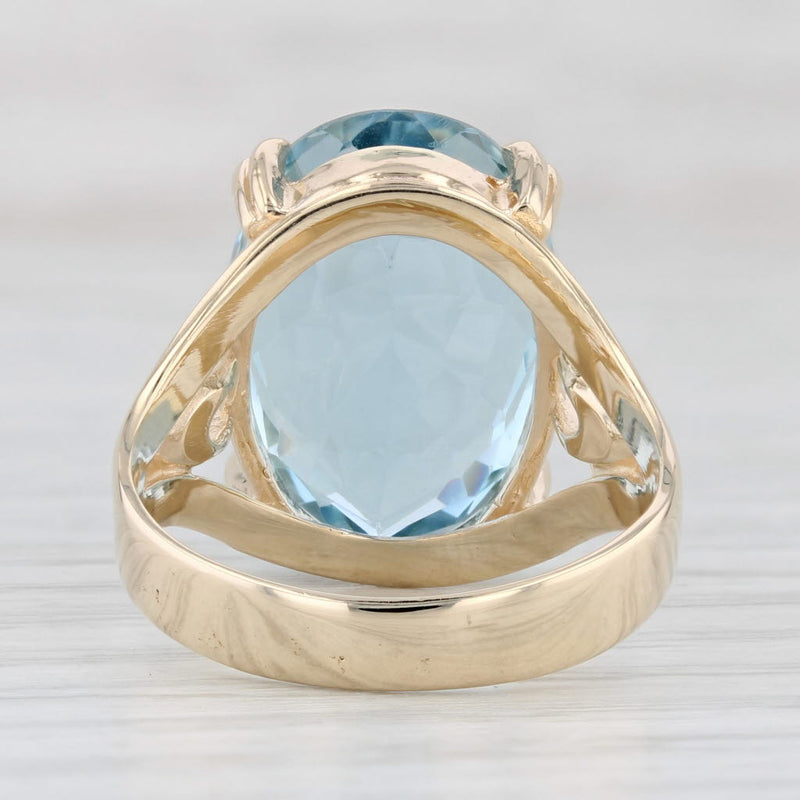 Light Gray New 16.70ct Blue Topaz Ring 14k Yellow Gold Size 7.5 Oval Solitaire