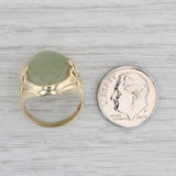 Green Jade Ring 14k Yellow Gold Size 5.25 Oval Cabochon Solitaire