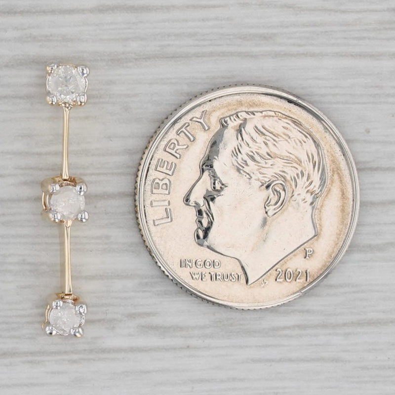 0.18ctw Diamond 3-Stone Journey Pendant 10k Yellow Gold Drop