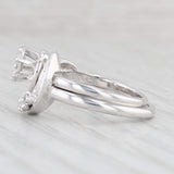 Light Gray 0.21ctw Diamond Engagement Ring Wedding Wrap Bridal Set Ring 14k White Gold