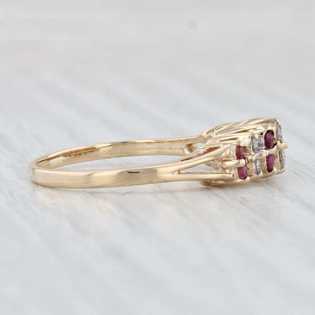 Light Gray 0.43ctw Ruby Diamond Ring 10k Yellow Gold Size 9 Tiered Pyramid