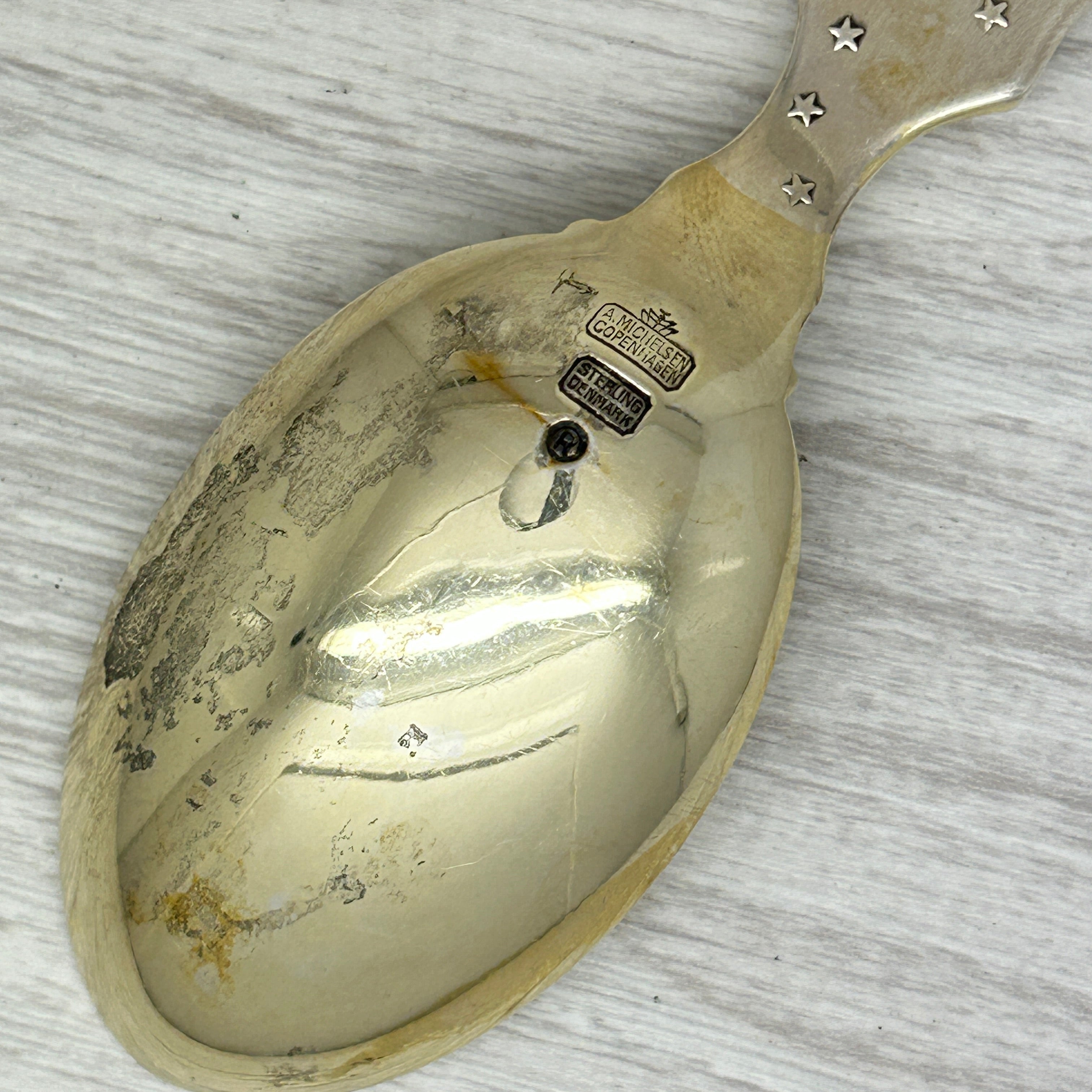 Dark Gray Vintage 1926 Anton Michelsen Sterling Silver Christmas Spoon Denmark