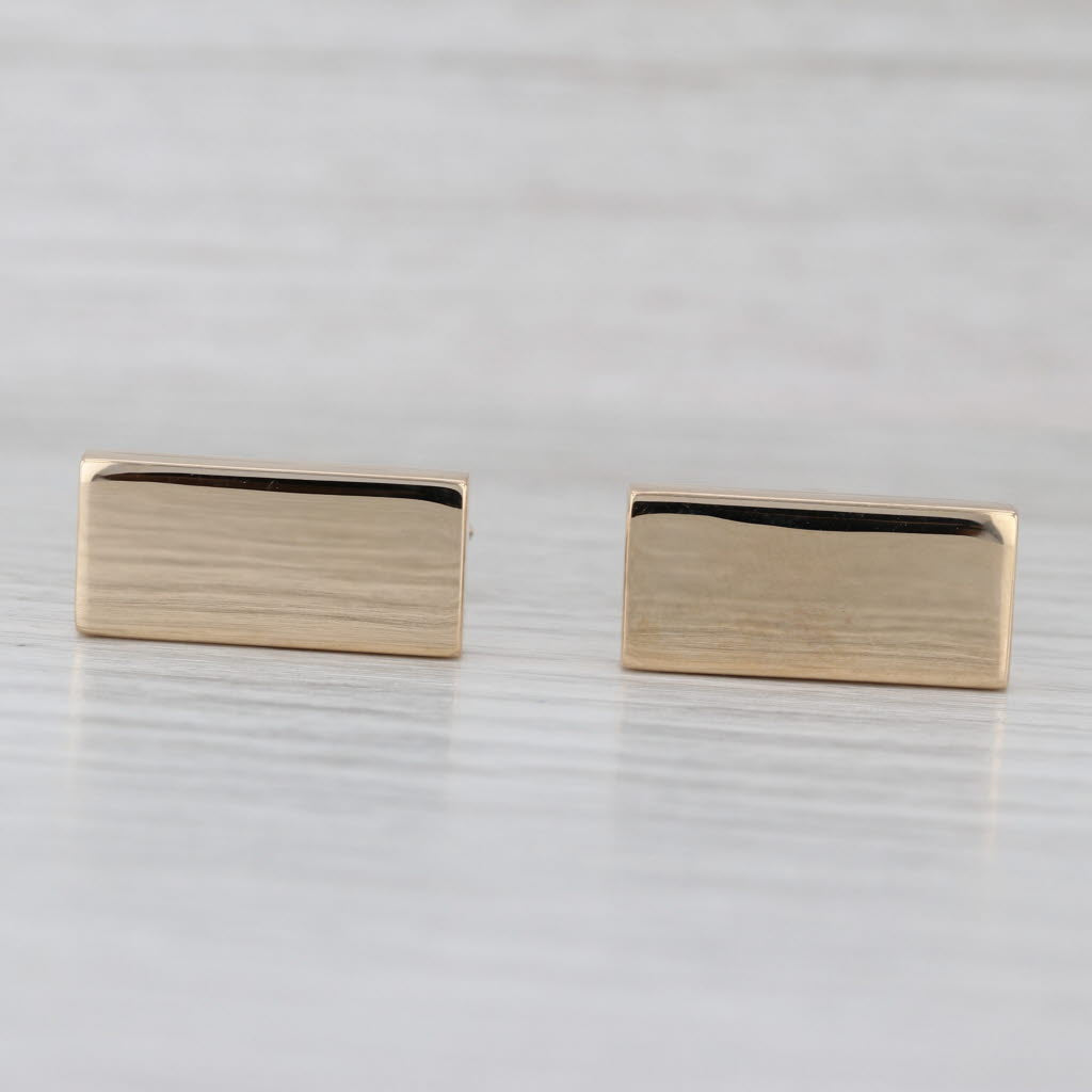 Cartier Engravable Gold Bar Cufflinks 14k Yellow Gold Folding Bar Backs