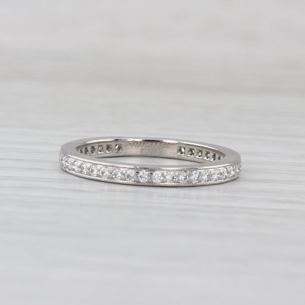 Tiffany Legacy 0.62ctw Diamond Eternity Wedding Band Platinum Ring Box