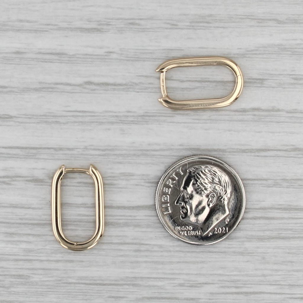 Oval Hoop Earrings 10k Yellow Gold Snap Top Hinged Hoops