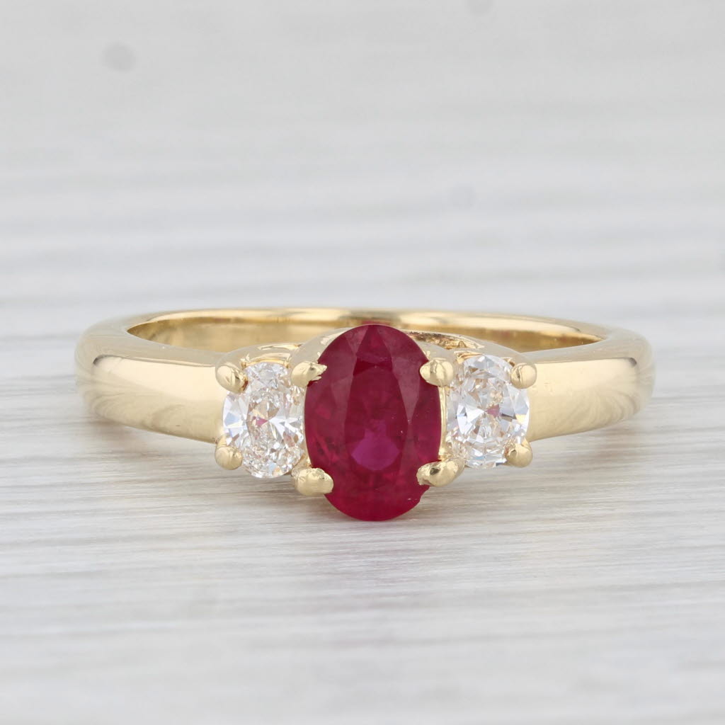 Light Gray 1.18ctw Oval Ruby Diamond Ring 18k Yellow Gold Size 7 Engagement GIA