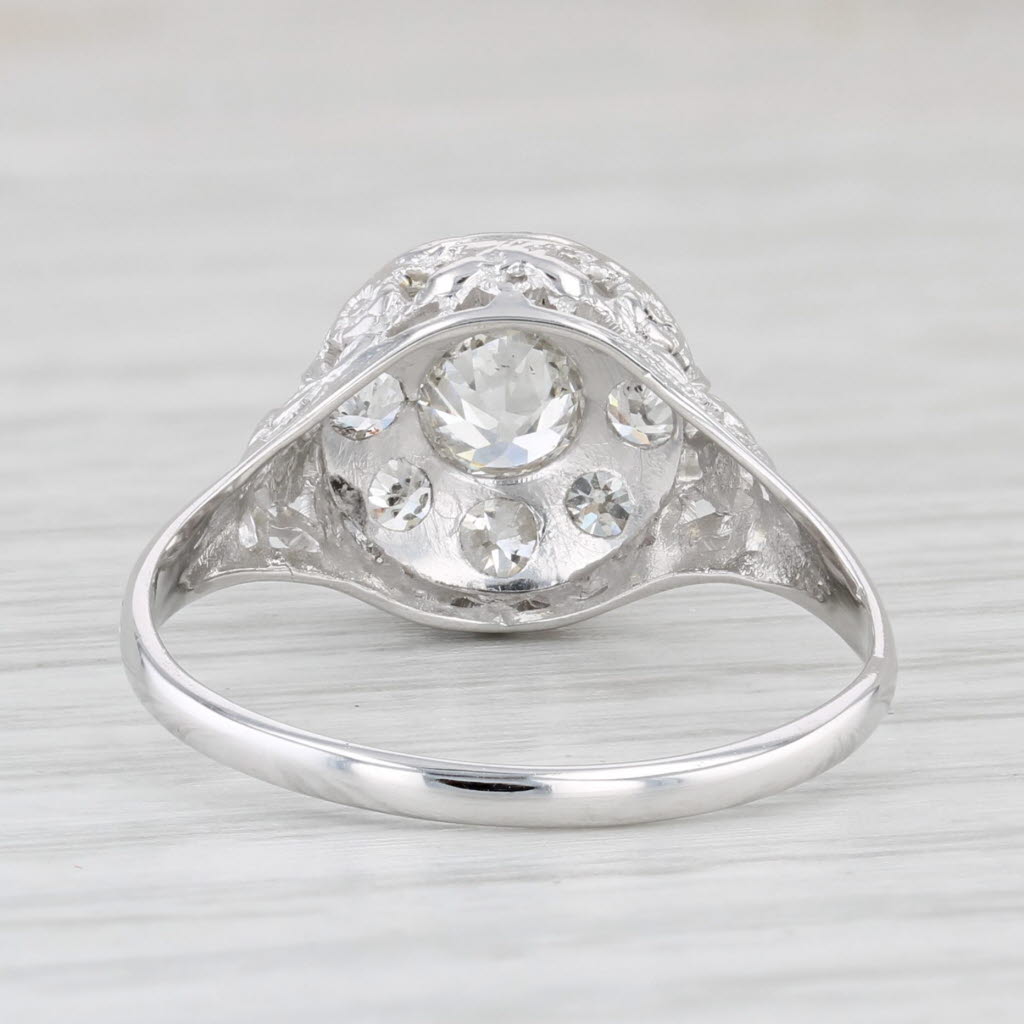 Light Gray Art Deco 1ctw Diamond Ring Platinum 14k 18k Gold Sz 9 Floral Filigree Engagement