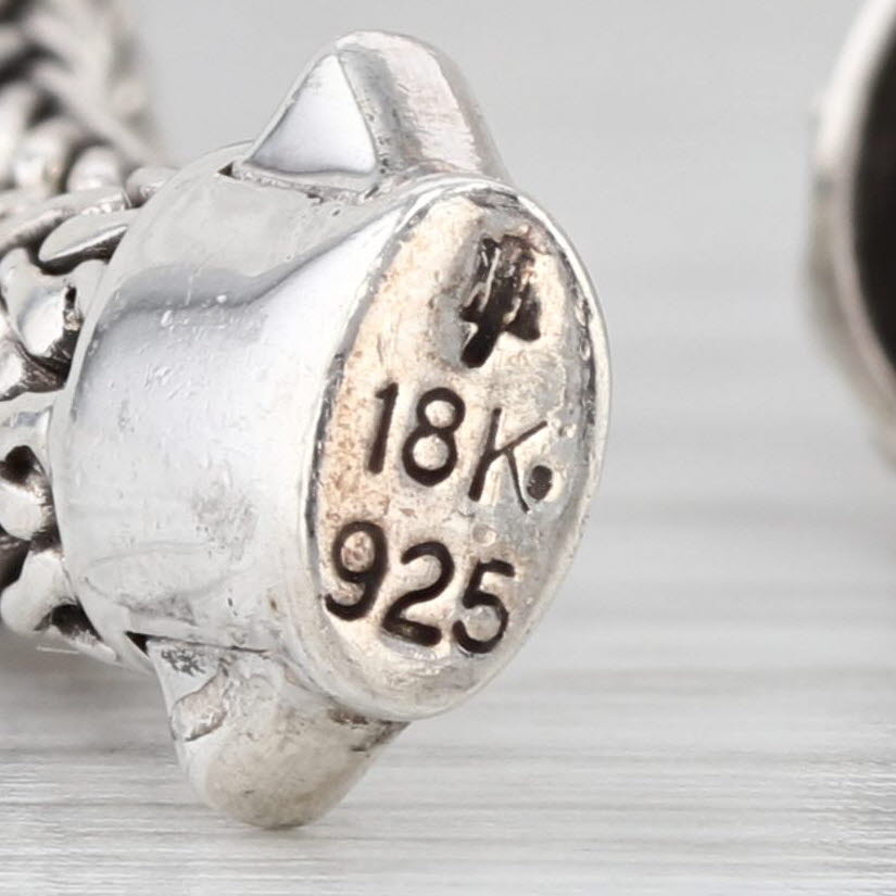 John Hardy Amethyst Station Bracelet Sterling Silver 18k Gold Wheat Chain