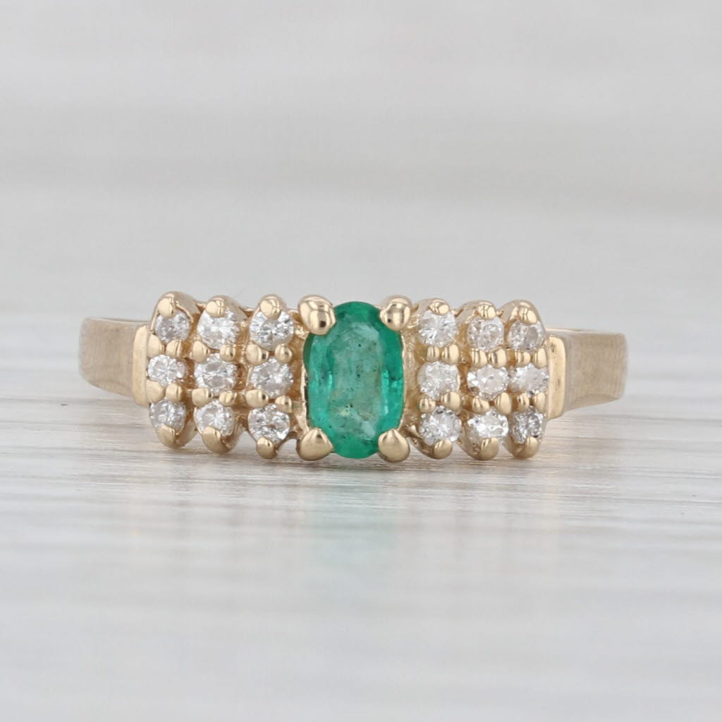 0.43ctw Emerald Diamond Tiered Pyramid Ring 14k Yellow Gold Size 6.5