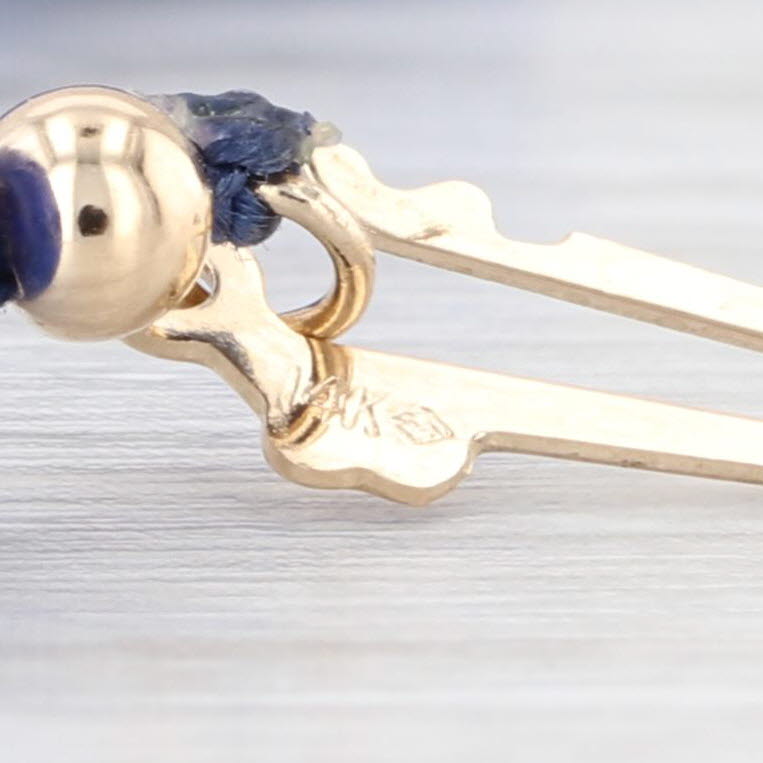 Blue Lapis Lazuli Bead Bracelet 14k Yellow Gold 7.25" 8mm