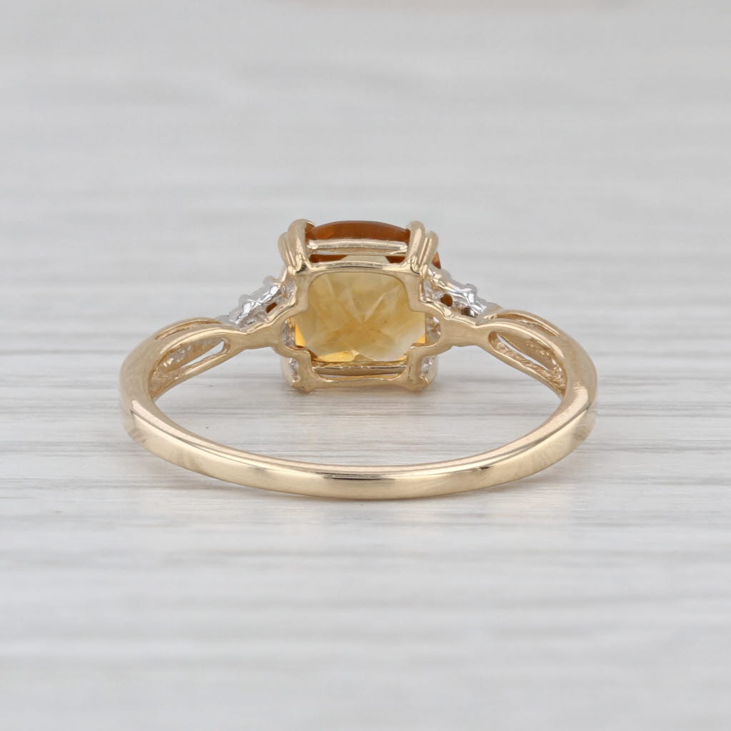 1.40ct Cushion Citrine Diamond Solitaire Ring 10k Yellow Gold Size 7
