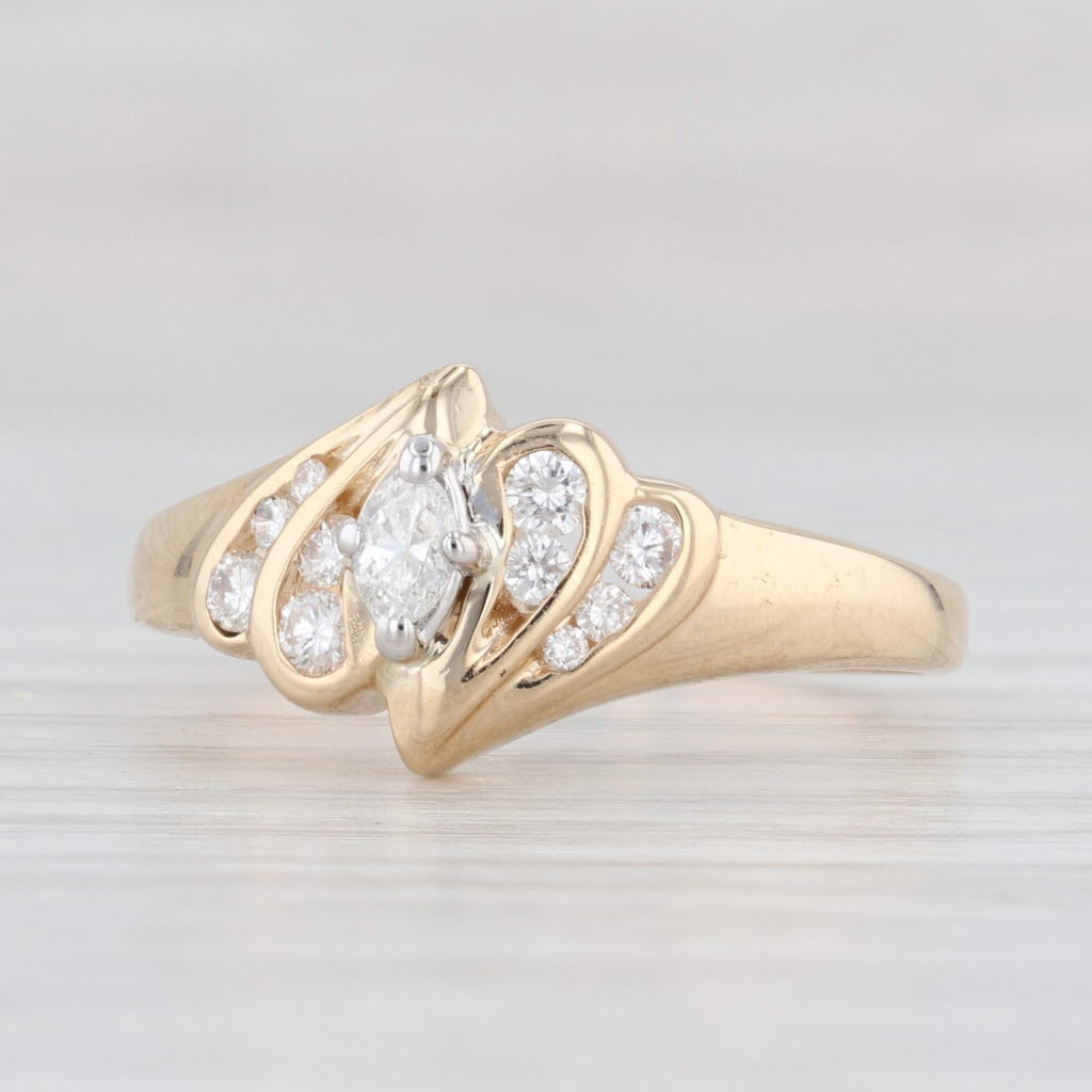 Light Gray 0.32ctw Diamond Marquise Engagement Ring 14k Yellow Gold Size 9