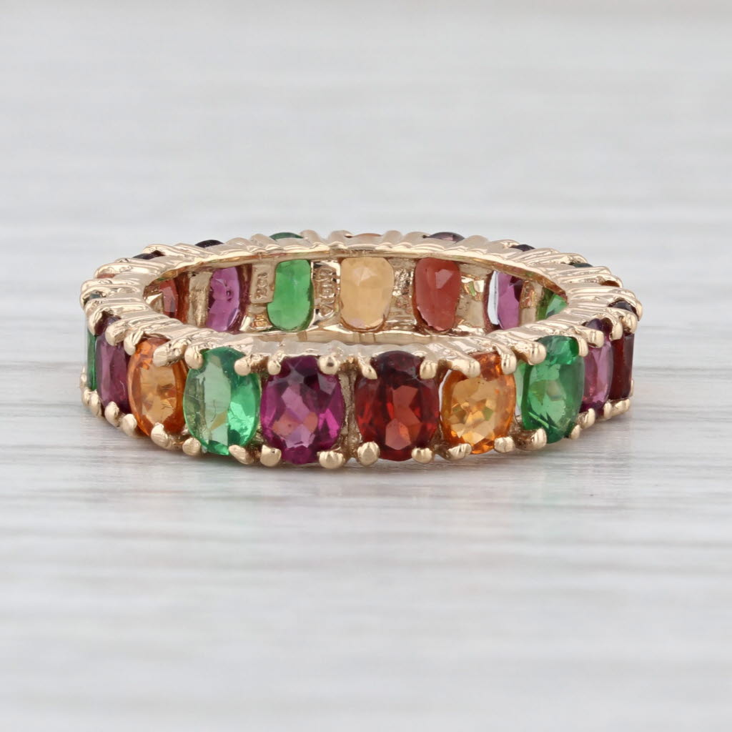 4.60ctw Multicolor Garnet Eternity Band 10k Yellow Gold Stackable Size 5 Ring