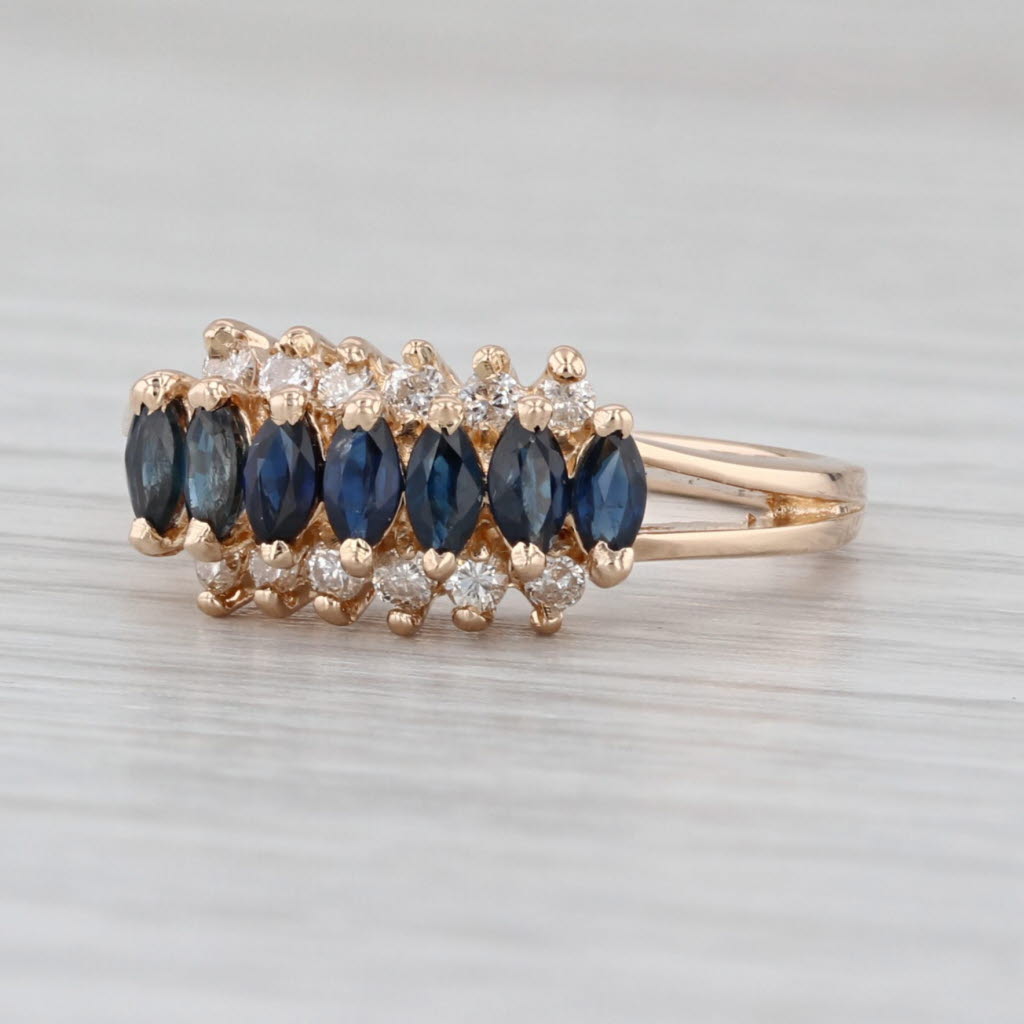 0.86ctw Blue Sapphire Diamond Ring 18k Yellow Gold Size 7
