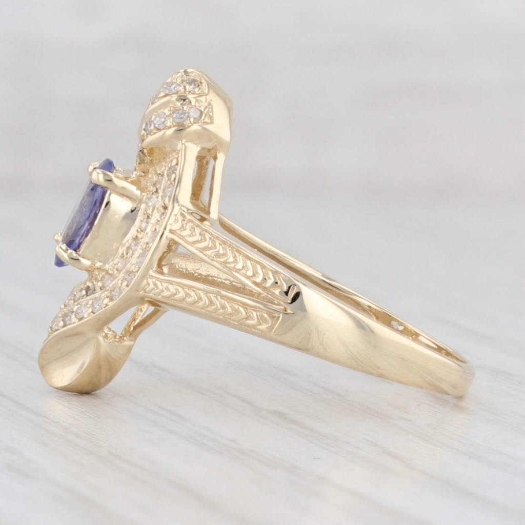 Light Gray 0.83ctw Tanzanite Diamond Ring 14k Yellow Gold Size 8 Cocktail