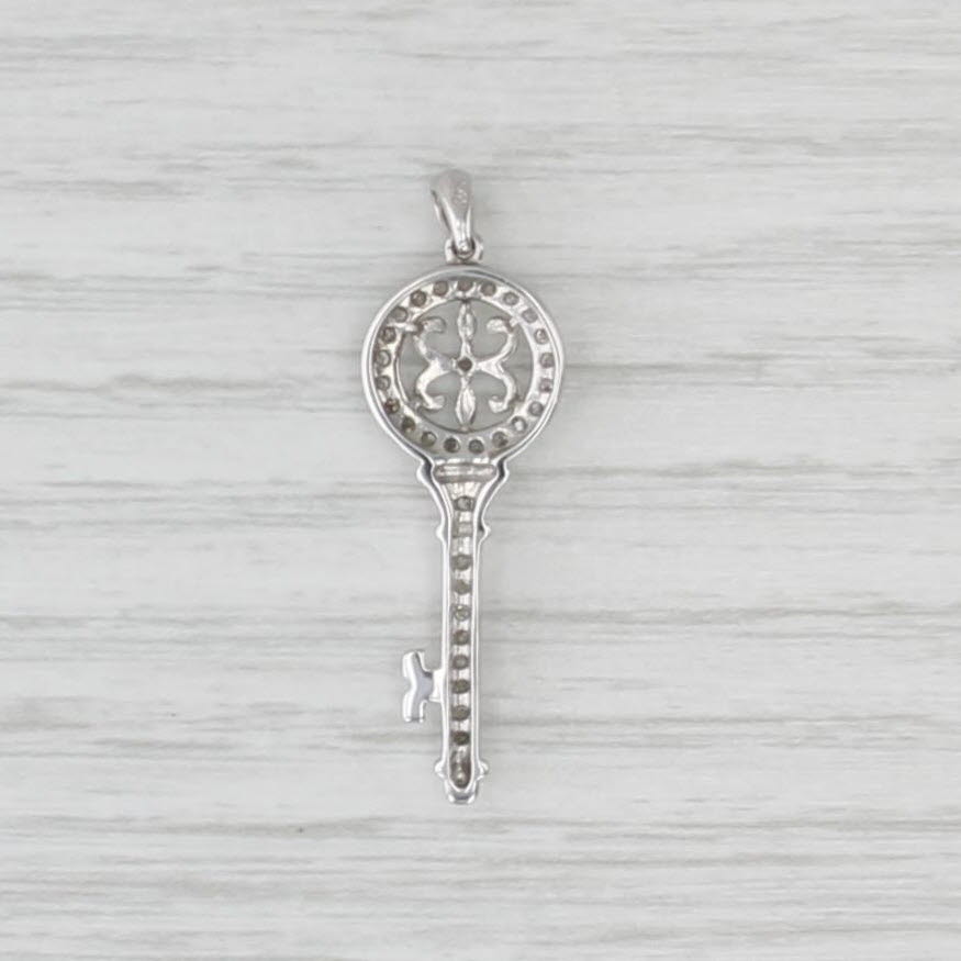 0.20ctw Diamond Skeleton Key Pendant 10k White Gold