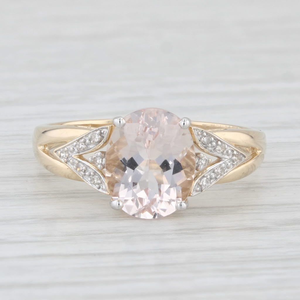 Light Gray 2.57ctw Morganite Diamond Ring 14k Yellow Gold Size 9 Oval Engagement