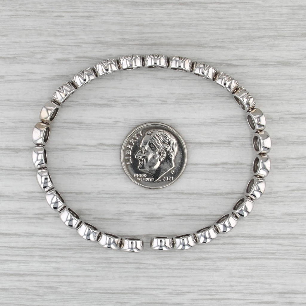 0.85ctw Diamond Cuff Flexi Bangle Bracelet 18k White Gold 6"