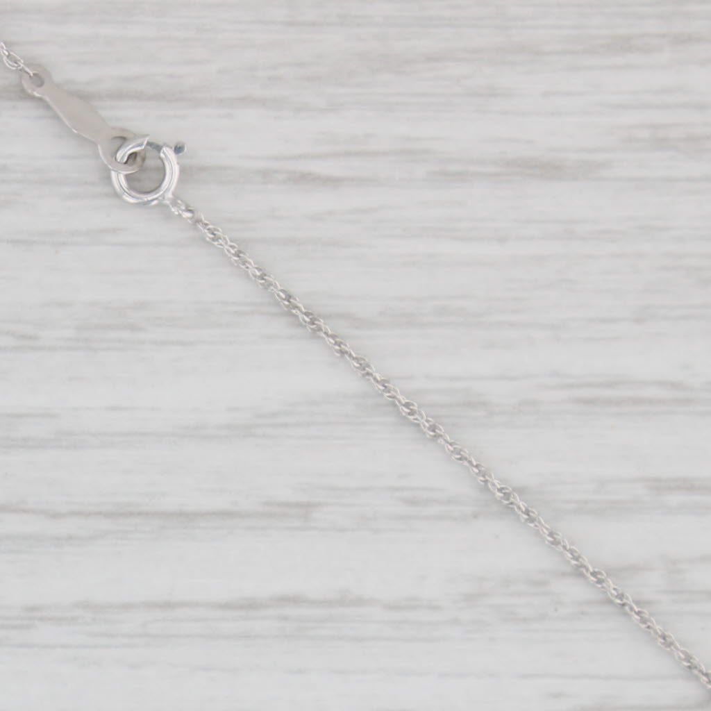 Light Gray Fine Rope Chain Necklace 14k White Gold 16" 1mm