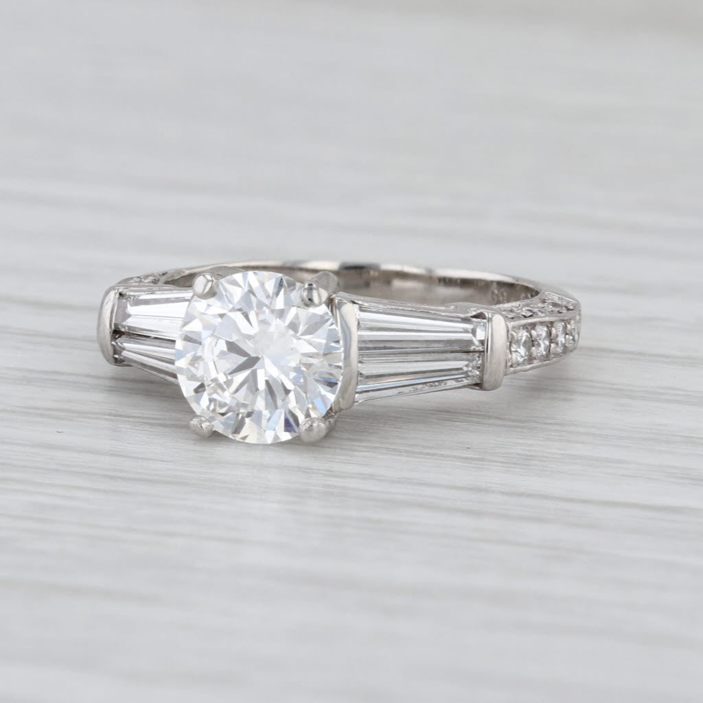 IGI 3.07ctw Round Lab Grown Diamond Engagement Ring Platinum Size 6