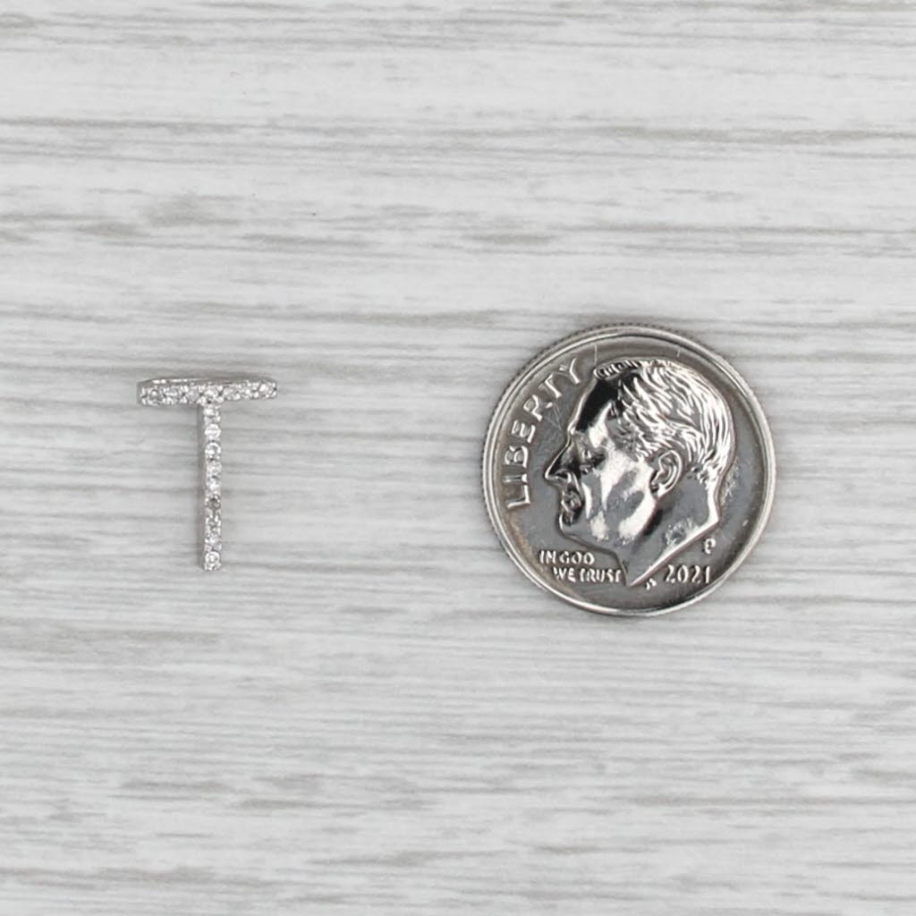 Diamond Letter Initial "T" Pendant 14k White Gold