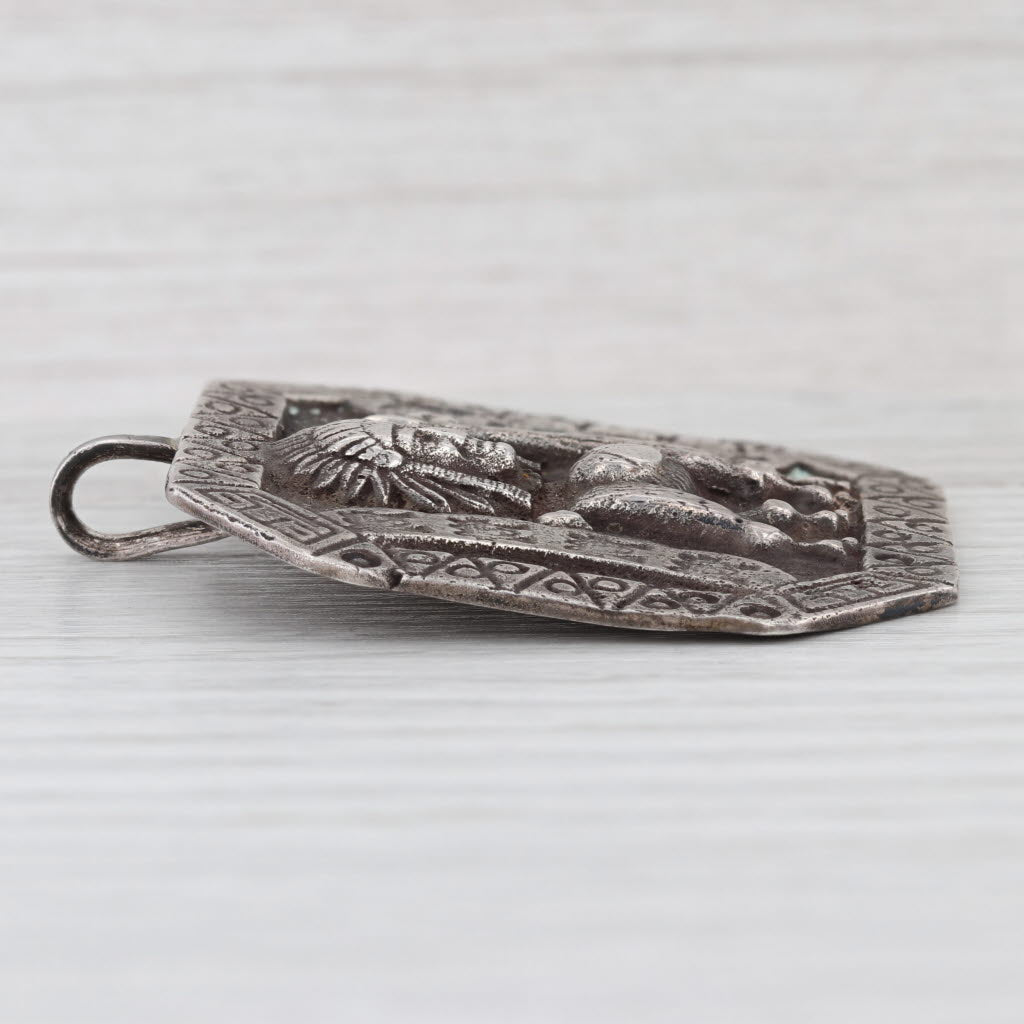 Peruvian Tribal Indian Llama Hook Pedant 900 Silver Figural Vintage Peruana Peru