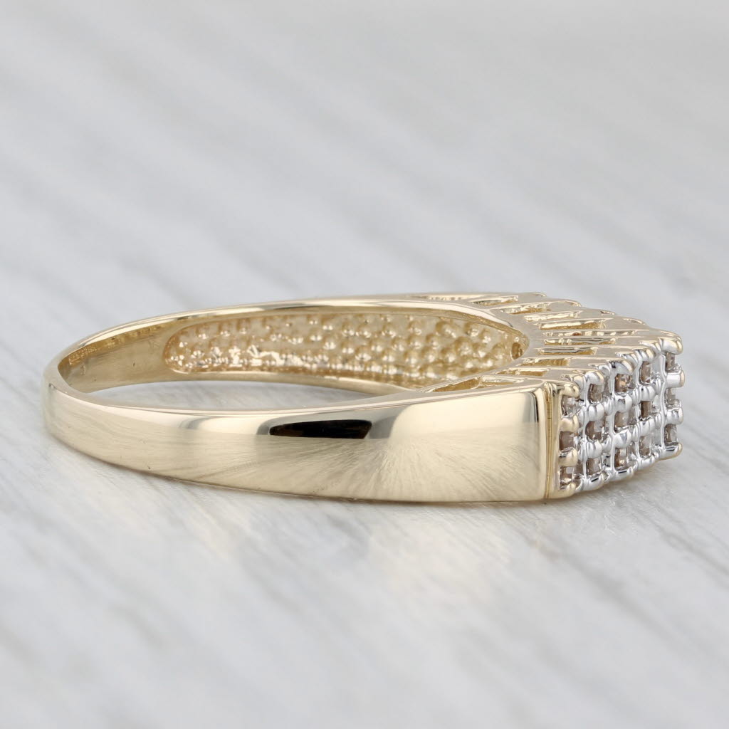 Light Gray 0.27ctw Diamond Rooftop Tiered Ring 10k Yellow Gold Size 8 Stackable Anniversary