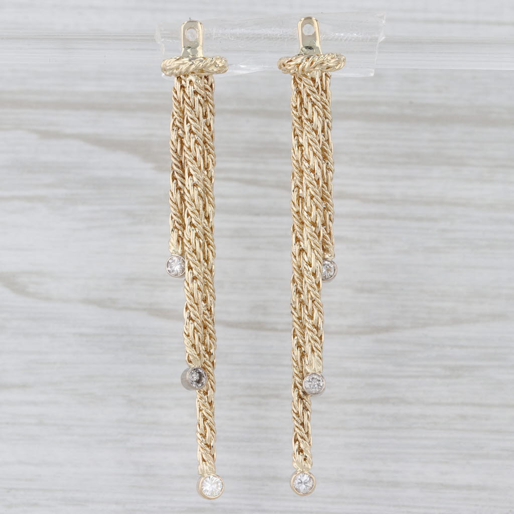 0.26ctw Diamond Fringe Earring Enhancer Dangles 14k Yellow Gold For Studs