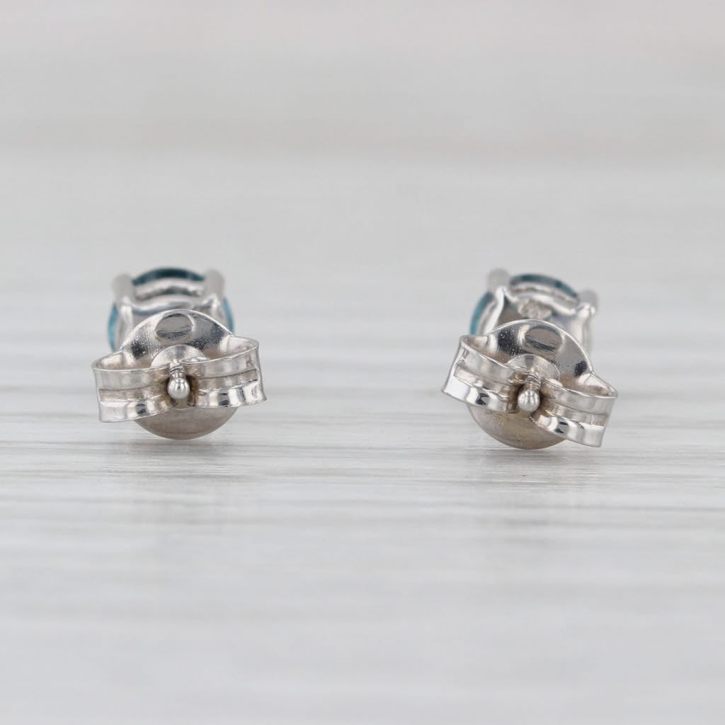 1.28ctw Blue Kyanite Round Solitaire Stud Earrings 10k White Gold COA Christie