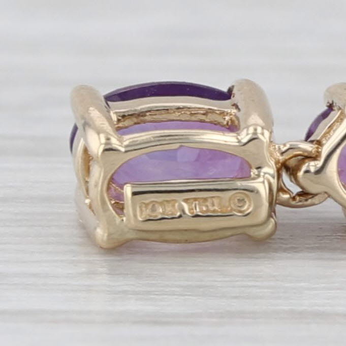 0.48ctw Amethyst 3-Stone Pendant Necklace 10k Yellow Gold 18" Box Chain