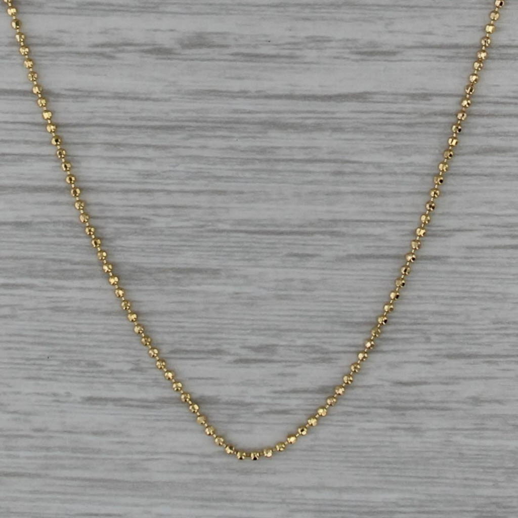 18" 1.2mm Bead Chain Necklace 14k Yellow Gold Bevelry Hills Gold