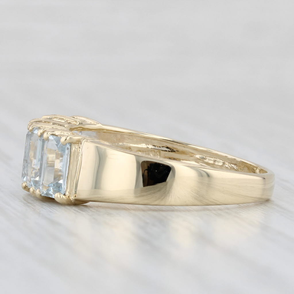 Light Gray 2.50ctw Aquamarine Ring 14k Yellow Gold Size 10.25 Emerald Cut 5-Stone