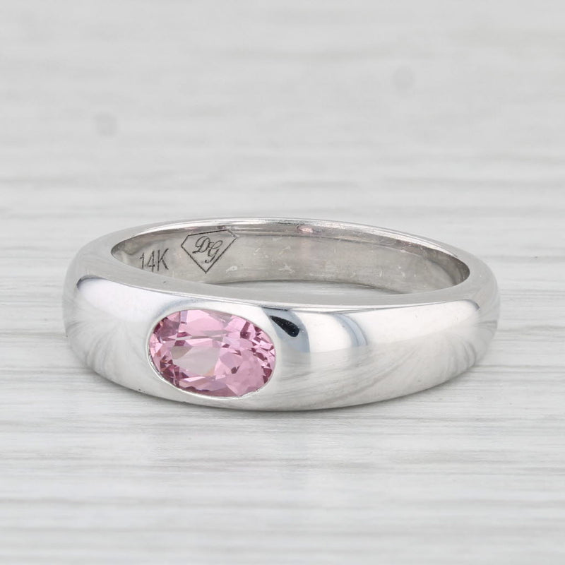 0.50ct Pink Spinel Oval Solitaire Ring 14k White Gold Size 6 Stackable Band
