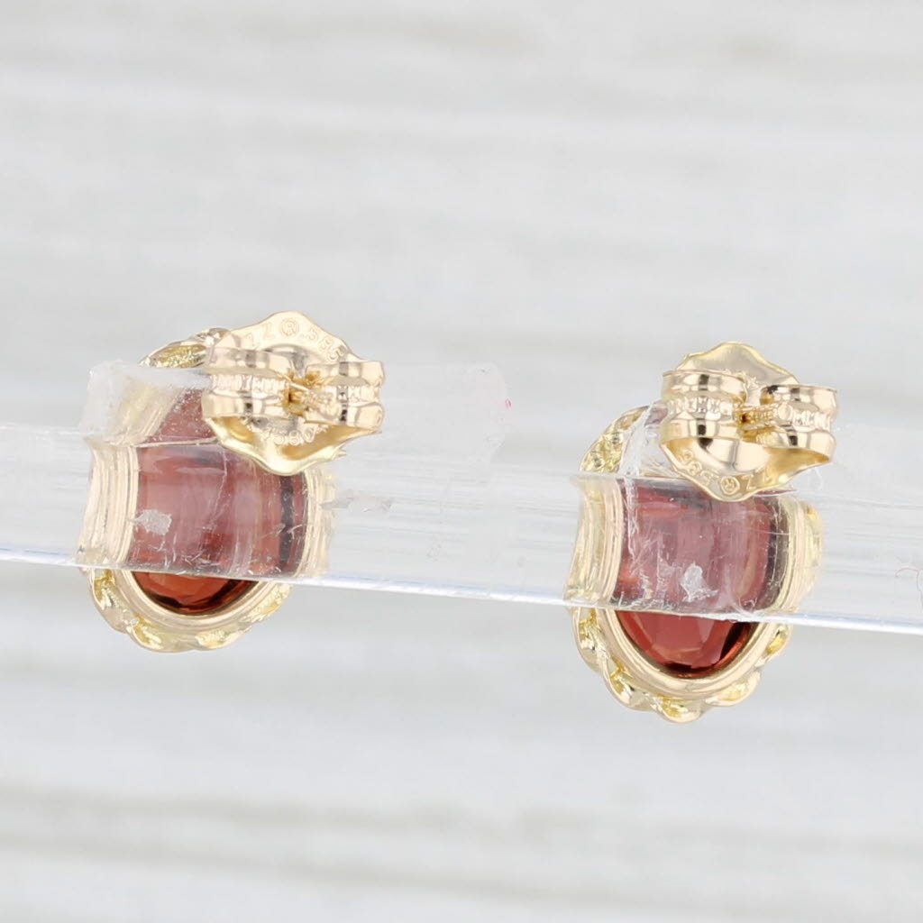 Light Gray 3ctw Oval Garnet Stud Solitaire Earrings 14k Yellow Gold