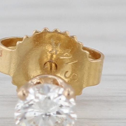 0.44ctw Diamond Stud Earrings 14k Yellow Gold Round Solitaire Studs