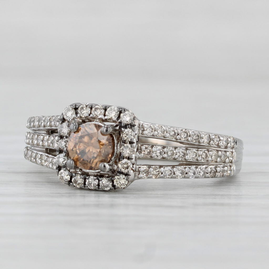 Light Gray Le Vian Chocolate Diamond Halo Ring 0.65ctw 14k White Gold Engagement Size 5.5