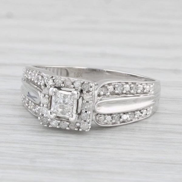 0.20ctw Princess Diamond Halo Engagement Ring 10k White Gold Size 7