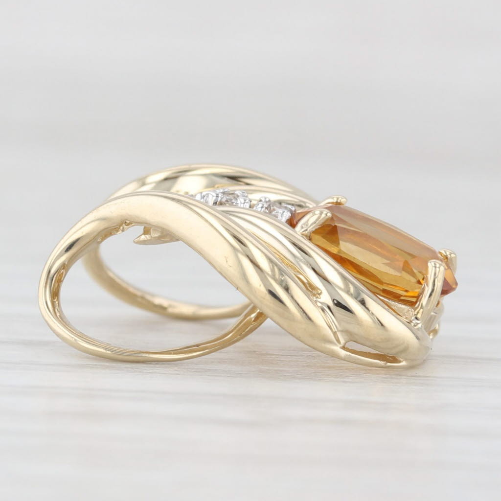 1.13ctw Oval Citrine Diamond Pendant 14k Yellow Gold Slide
