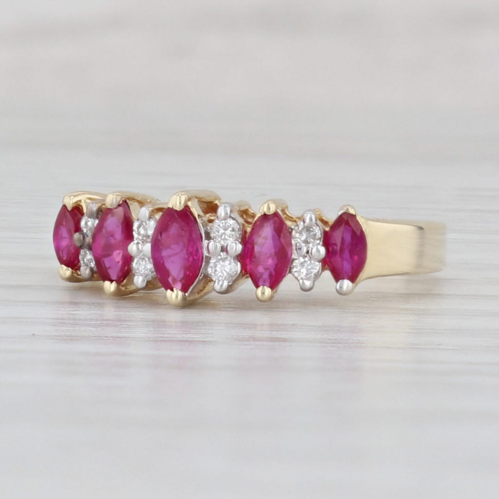 Light Gray 0.60ctw Lab Created Ruby Diamond Ring 14k Yellow Gold Size 7 Tiered Stackable