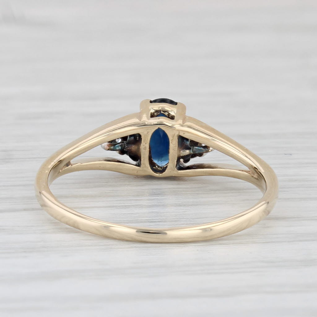 Light Gray 0.46ctw Oval Blue Sapphire Diamond Ring 10k Yellow Gold Size 7