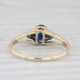 0.46ctw Oval Blue Sapphire Diamond Ring 10k Yellow Gold Size 7