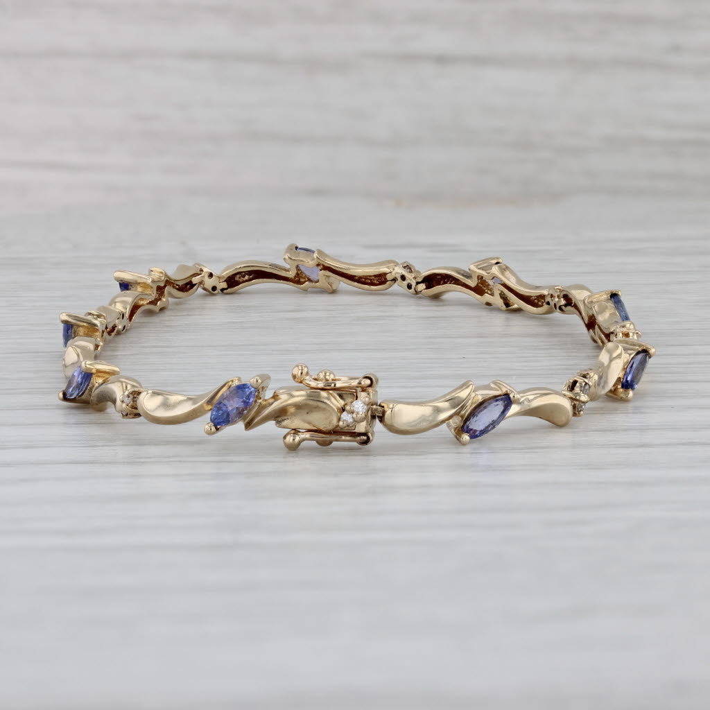 Gray 1.39ctw Tanzanite Diamond Bracelet 10k Yellow Gold 6.75"