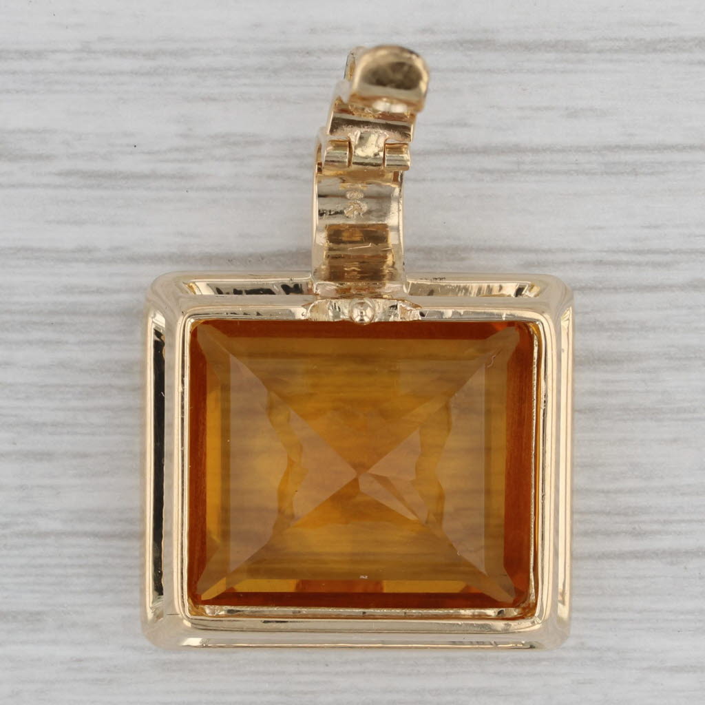 Gray 47.50ct Orange Citrine Statement Enhancer Pendant 18k Yellow Gold Clip Bail