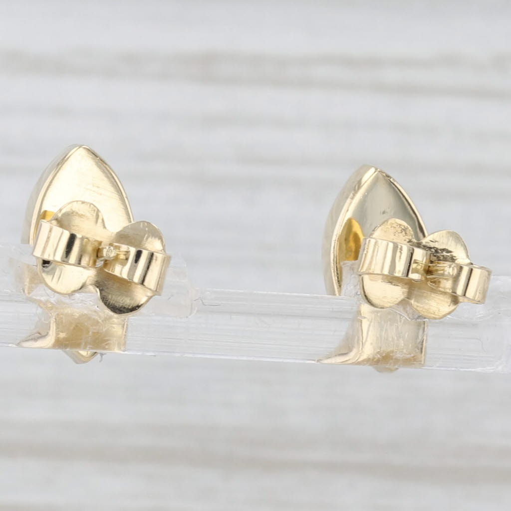 Light Gray Vintage Marquise Cabochon Turquoise Stud Earrings 14k Yellow Gold